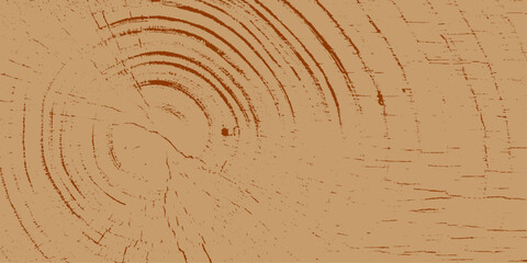 Brown wooden tree trunk cross-section with visible growth rings and grunge texture for backgrounds © DOUBLE ZERO