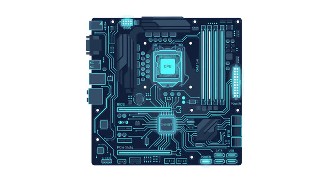 Close up of computer circuit board.