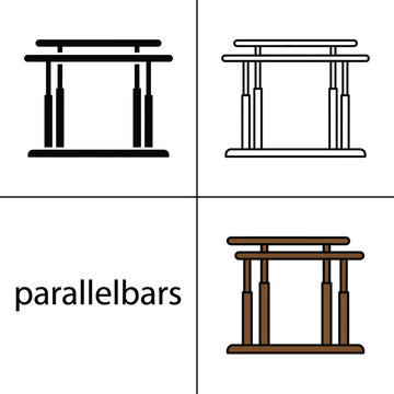 Gymnastic parallel bars apparatus equipment for workout and training in fitness or gymnastics center.