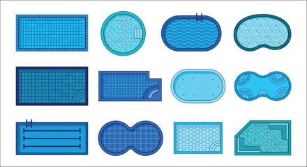 Swimming Pool Top Down Views Vector Illustration On White Background © vectors home
