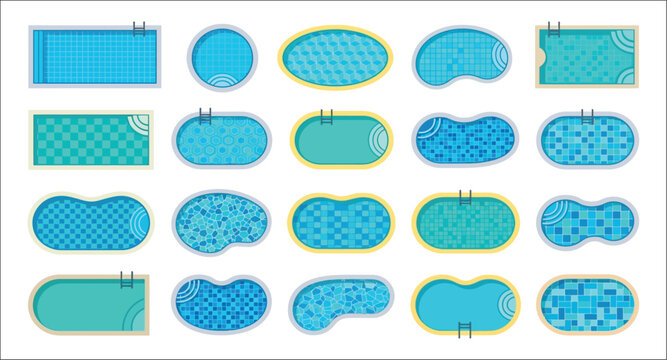 Various Swimming Pool Shapes Vector Illustration pools