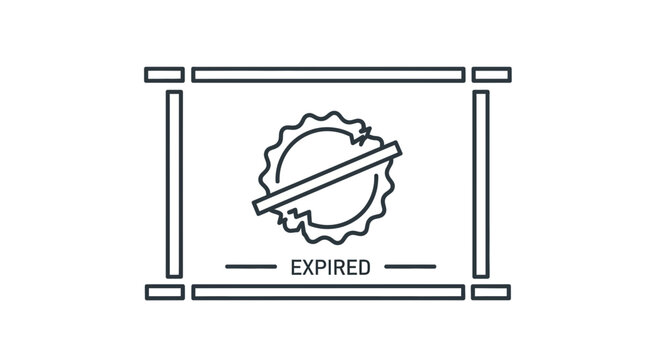 Expired Stamp Icon with Diagonal Line on White Background