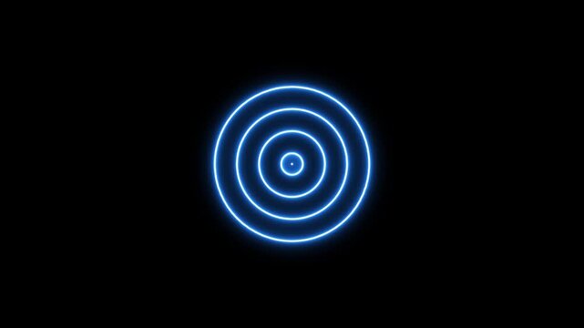 Abstract neon circle radio waves looping background. Abstract neon radio waves signal.Radio wave signal, radar concept.Radio waves seamless animation background video with alpha chane