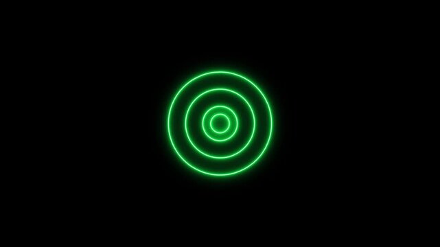 Abstract neon circle radio waves looping background. Abstract neon radio waves signal.Radio wave signal, radar concept.Radio waves seamless animation background video with alpha chane