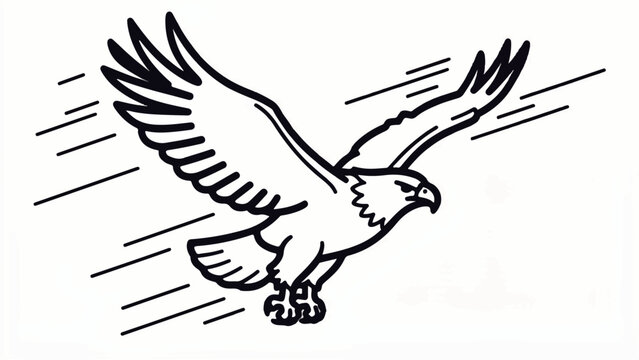 American eagle flies swiftly through air with outstretched wings and sharp talons