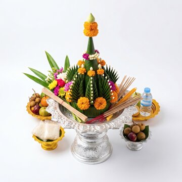 Traditional Lao Baci Ceremony Offering Tray (Phakhouan)