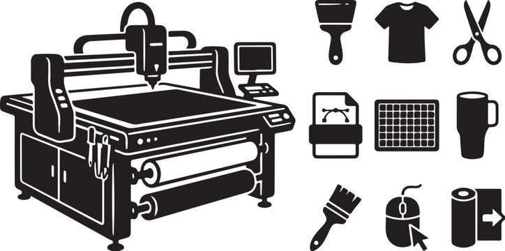 Digital Cutting Machine with Various Crafting Tools Displayed