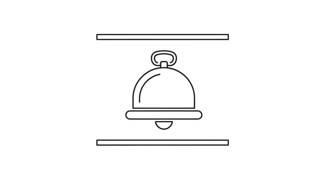 Vintage Bell Icon, Retro Service Bell, Hotel Desk Bell, Simple Line Art Symbol