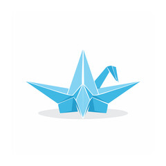 Fototapeta premium Blue origami crane on white background