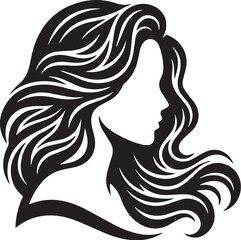 Vector illustration of elegant female profile portrait with wavy hair © nuzul