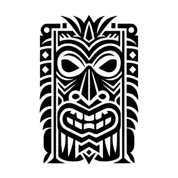 Minimalist polynesian tiki mask illustration symmetrical tribal vector design