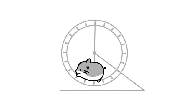 A minimalist gray and white sketch style hamster exercise wheel illustration with a simple clean line art design on a plain white background