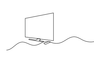 Obraz premium Television monitor one line drawing simple technology illustration