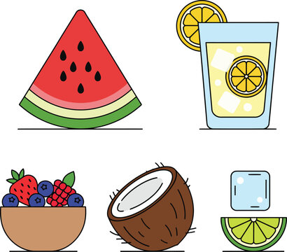 Fresh organic berries in a wooden bowl illustration for healthy food diet