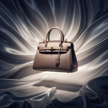 Luxury Handbag on Flowing Silk Fabric - Elegant Fashion Accessory