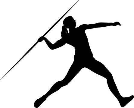 silhouette of a woman javelin high