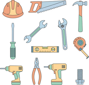 Handheld electric drill vector icon for construction and DIY repair
