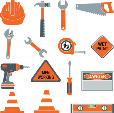 Orange traffic cone icon for road construction and safety warnings