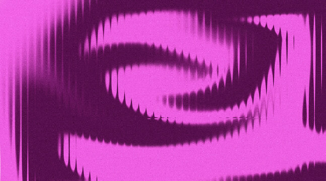 Distorted spiral shape with glitch effect magenta and dark purple tones