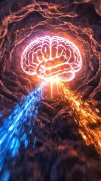 Brain hormone leptin ghrelin neuron energy balance glow abstract metabolism, glowing leptin and ghrelin pathway tunnel, surreal digital vortex sci fi background futuristic technology cyberspace flow