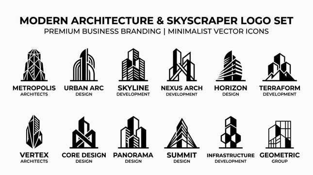 Modern Architecture Skyscraper Logo Icons.
