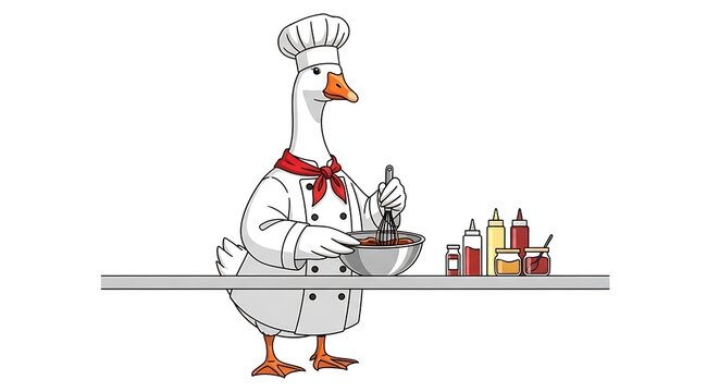 Sci-fi robot chef preparing meal in kitchen.