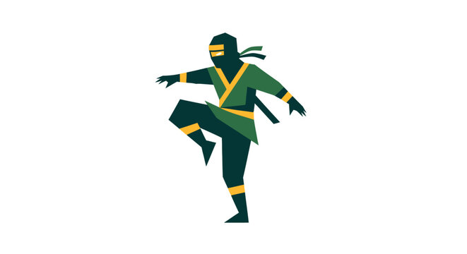 Dynamic Green Ninja Character in Action Pose.