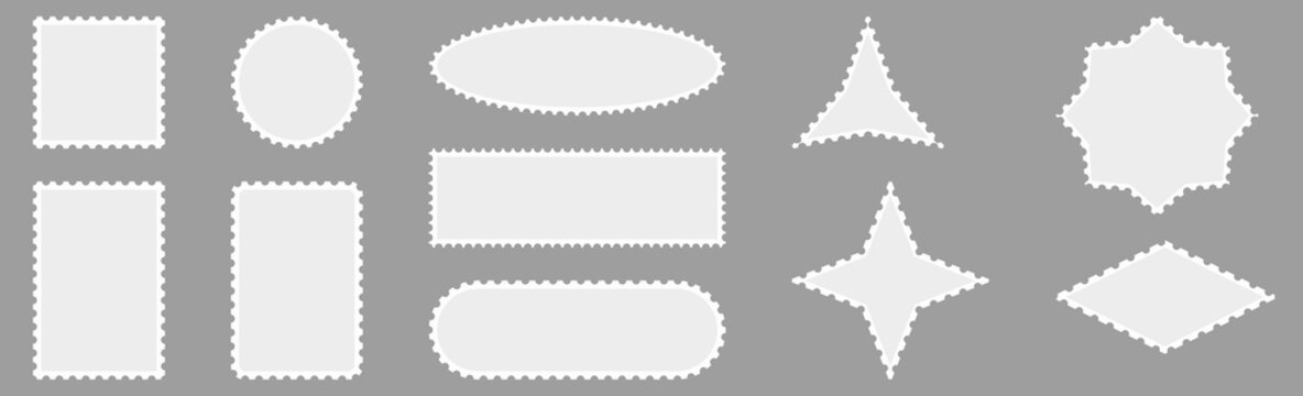 Vector set of postage stamp border.