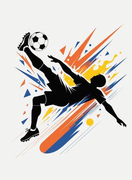 Dynamic Athlete Mid Air Strike Illustration with Abstract Motion Speed Lines Vector