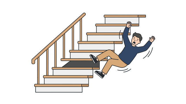 Man falling down stairs, accident illustration