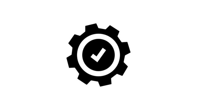 glow setting icon animation. Gear Sign icon or Cog settings sign for web and app. Simple black setting gear icon isolated on white background 4k animation.