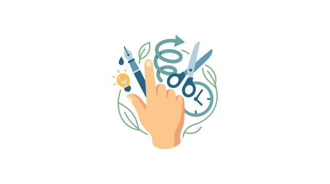 Creative Process Design Concept with Hand and Craft Tools