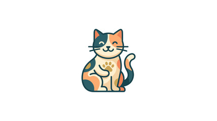 Cute Calico Cat Illustration Minimalist Vector Graphic © lolong