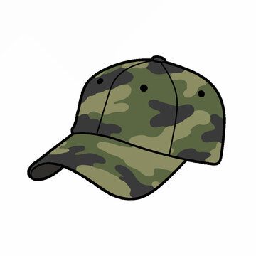 Green camouflage baseball cap for outdoor activities like hiking and fishing, providing protective shade and militaryinspired style.