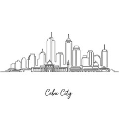 Fototapeta premium Cebu City Skyline: Minimalist Line Art Illustration
