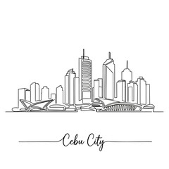 Obraz premium Cebu City Skyline: Minimalist Line Art of Skyscrapers and Structures