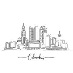 Fototapeta premium Columbus Ohio Skyline Outline Illustration with City Name