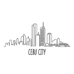 Fototapeta premium Cebu City Skyline, Philippines - Linear Illustration