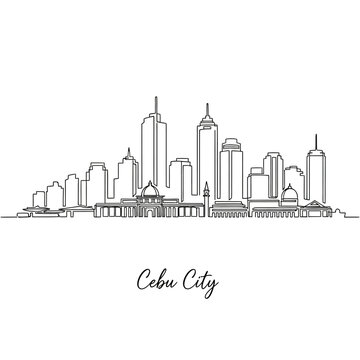 Cebu City Skyline: Minimalist Line Art Illustration