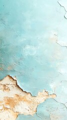 Fototapeta premium Textured blue and beige painted wall with peeling paint and weathered surface for artistic background