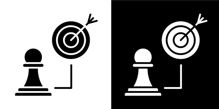 Strategic Position Icon Set White Glyph Style Collection