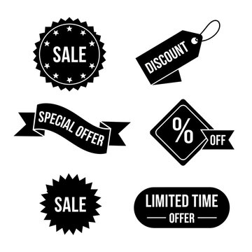 Black Friday sale discount labels.