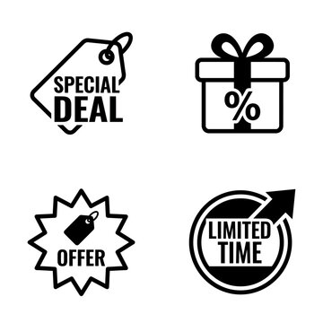 Black Friday sale discount icons set.