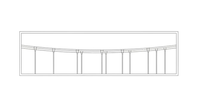 Architectural Drawing of a Classical Colonnade with Arches and Pillars, Minimalist Line Art