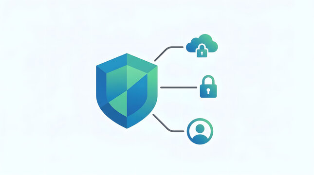 Shield Icon Illustrating Integrated Cloud and Personal Digital Security Network System Concepts