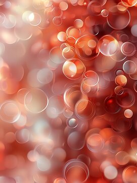 Abstract background with warm glowing bokeh circles in shades of red orange and pink with soft light effects