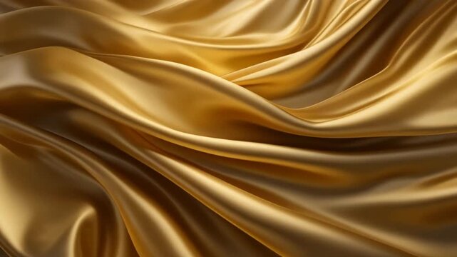 Golden fabric drapes elegantly in smooth folds and waves.
