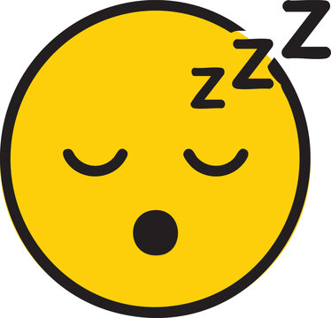 Yellow emoji face with closed eyes and open mouth showing sleep expression with Z letters symbolizing rest relaxation and tiredness