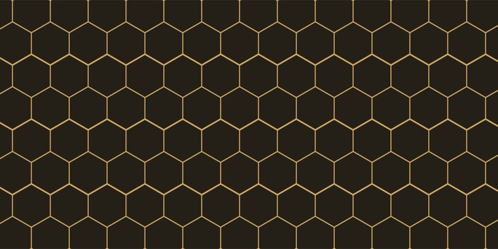 Hexagon technology black dan berwarna emas honeycomb abstract background.  Eps10