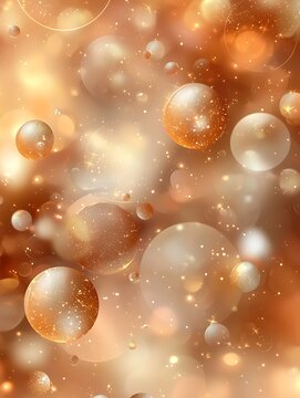 Elegant Abstract Background with Golden and Silver Bubbles and Sparkles for Celebration or Festive Themes
